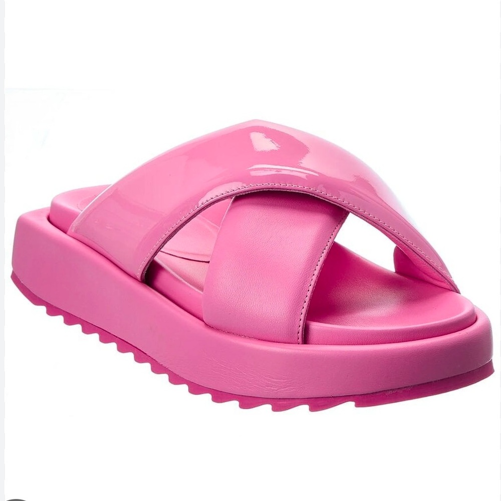 NWT EU40 Gia Borgini Pink Leather Slip On Sandals/Slides Made in Italy